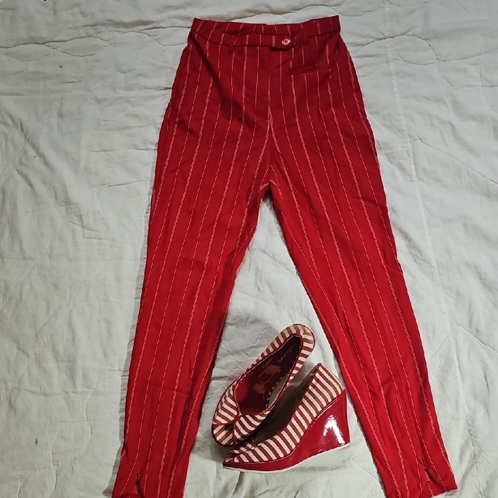 Monki Red Striped Pants